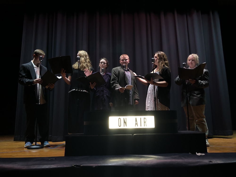 Students practicing for the play