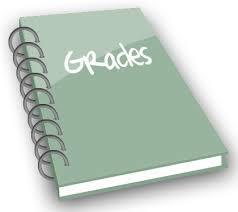 book with word grades on it