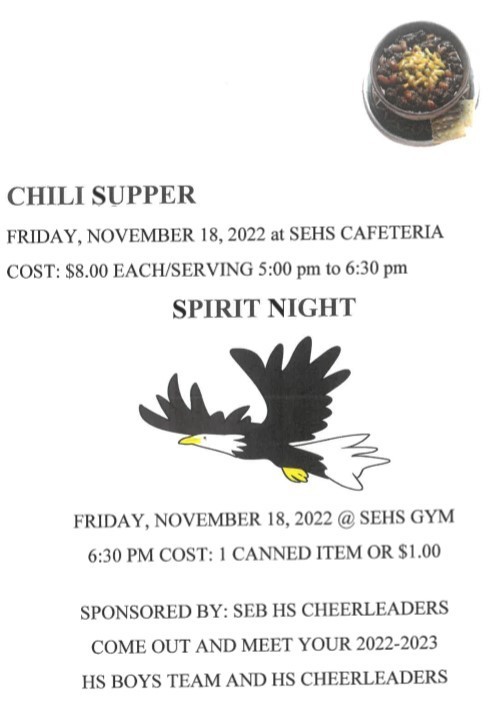 Chili Supper & Spirit Night November 18, 2022